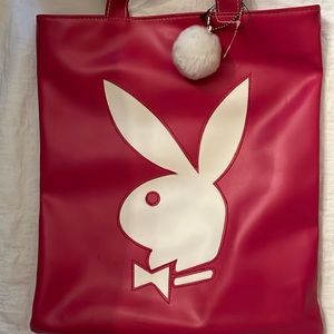 So cute Vintage 1990’s pink & white Playboy tote with tail Nice!
